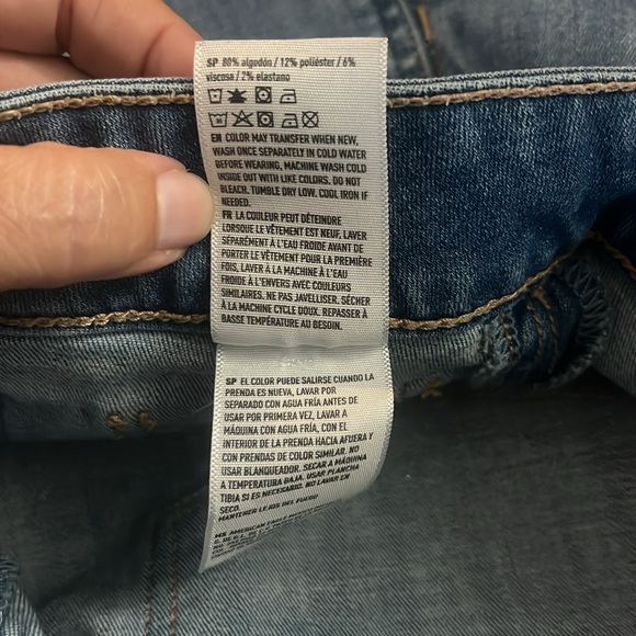 American Eagle High Rise Denim Mini Skirt Size 4 Stretch Sparkle Western Country - Picture 10 of 11